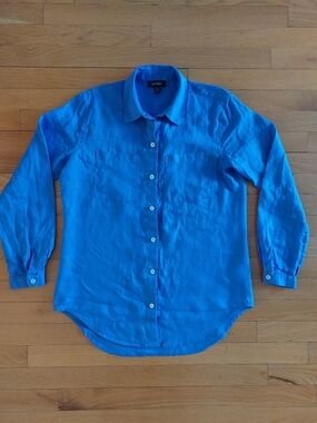Lord & Taylor 100% Linen Men’s Button-Down Shirt in Blue